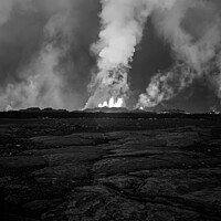 Buy canvas prints of Aerial view of Icelandic active volcanic fissure eruption by Spotmatik 