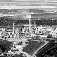 Buy canvas prints of Aerial Panorama view Oil Refinery near Oilsands mining  by Spotmatik 