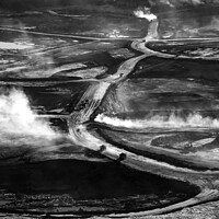 Buy canvas prints of Aerial view Petroleum Industrial oil mining site Alberta  by Spotmatik 