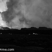 Buy canvas prints of Panoramic view of active Icelandic volcanic eruption by Spotmatik 