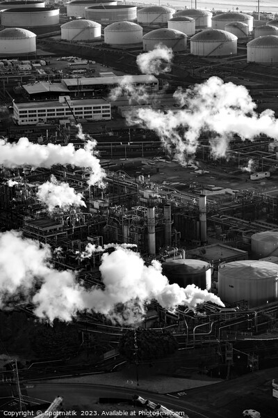 Aerial view of Industrial coastal Petrochemical refinery Picture Board by Spotmatik 