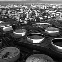 Buy canvas prints of Aerial view of Industrial coastal Petrochemical refinery by Spotmatik 