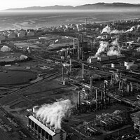 Buy canvas prints of Aerial of Industrial Pacific coastal oil refinery California by Spotmatik 