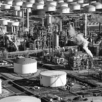 Buy canvas prints of Aerial view Oil Refinery El Segundo Los Angeles  by Spotmatik 