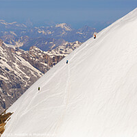 Buy canvas prints of Aerial Switzerland mountain team climbing snow face Europe by Spotmatik 