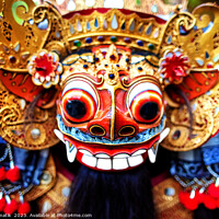 Buy canvas prints of Balinese Barong traditional dancer ceremonial dragon mask by Spotmatik 
