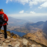 Buy canvas prints of Snowdonia Wales Caucasian young female hiker Peak Outdoor by Spotmatik 