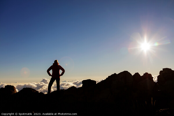 Silhouette of young female hiker Haleakala National Park  Picture Board by Spotmatik 