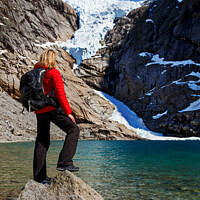 Buy canvas prints of Young Caucasian female hiker outdoor adventure Canada by Spotmatik 