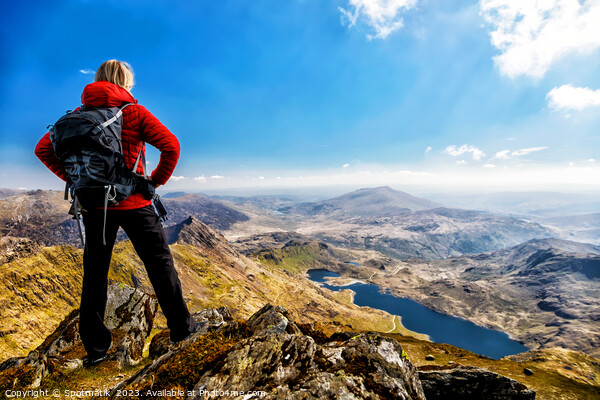 Young female outdoor hiker on hiking vacation Wales Picture Board by Spotmatik 