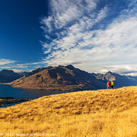 Buy canvas prints of Lake Wakatipu adventure couple New Zealand outdoor hiking by Spotmatik 