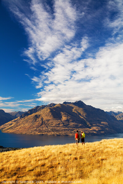 New Zealand adventure couple trekking The Remarkables Otago Picture Board by Spotmatik 