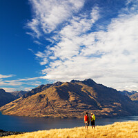 Buy canvas prints of New Zealand adventure couple trekking The Remarkables Otago by Spotmatik 
