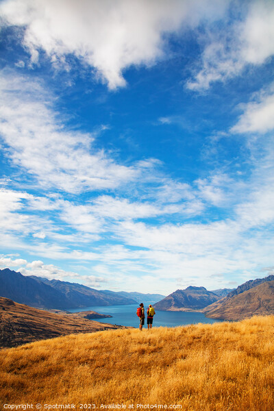 Adventure couple on vacation hiking trip South Island Picture Board by Spotmatik 