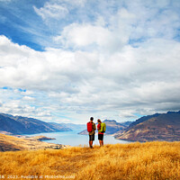 Buy canvas prints of New Zealand adventure couple hiking The Remarkables Otago by Spotmatik 