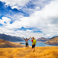Buy canvas prints of Queenstown girl taking smart phone picture New Zealand  by Spotmatik 