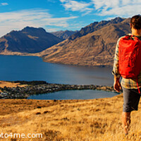 Buy canvas prints of Panorama The Remarkables young adventure couple vacation by Spotmatik 