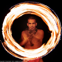 Buy canvas prints of Male Polynesian Fire dancer performing Ring of Fire  by Spotmatik 