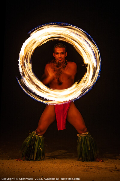 Male Fire dancer with illuminated spinning flaming torch  Picture Board by Spotmatik 