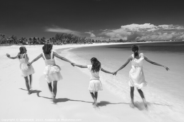 Happy Beach family in white walking holding hands  Picture Board by Spotmatik 