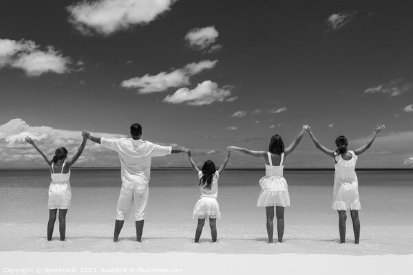 Young Caucasian parents and children beach fun Caribbean Picture Board by Spotmatik 