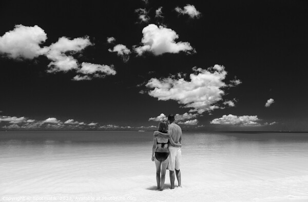 Happy travel couple together on beach holiday Caribbean Picture Board by Spotmatik 
