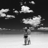Buy canvas prints of Happy travel couple together on beach holiday Caribbean by Spotmatik 
