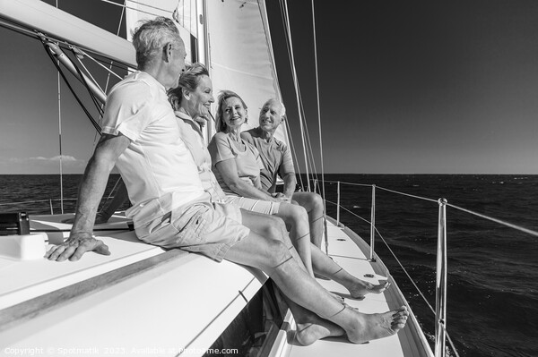 Group of seniors enjoying healthy retirement on yacht Picture Board by Spotmatik 