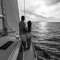 Buy canvas prints of Sunrise view for Latin American couple on yacht by Spotmatik 