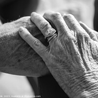 Buy canvas prints of Linked hands of senior Caucasian couple on vacation by Spotmatik 