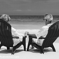 Buy canvas prints of Panoramic senior couple enjoying tranquility on tropical island by Spotmatik 