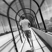 Buy canvas prints of Afro American male enjoying active workout jogging outdoors by Spotmatik 