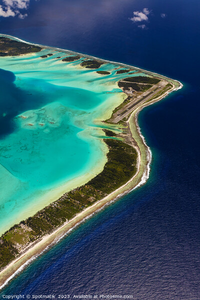 Aerial Bora Bora South Pacific Ocean vacation Island Picture Board by Spotmatik 