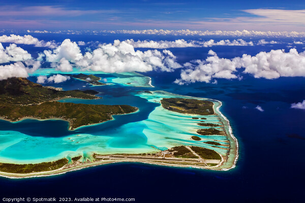 Aerial Bora Bora a luxury Tahitian Pacific Island  Picture Board by Spotmatik 