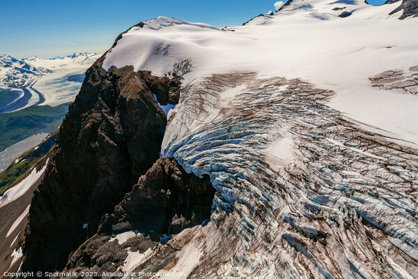 Aerial view glacier ice shelf Alaska moraine Picture Board by Spotmatik 