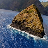 Buy canvas prints of Aerial shoreline view of volcanic sea cliffs Molokai  by Spotmatik 