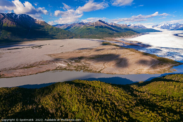 Aerial Alaskan view Knik glacier Chugach Mountains USA Picture Board by Spotmatik 