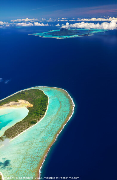 Aerial Tupai French Polynesia Heart Island Ocean Paradise  Picture Board by Spotmatik 