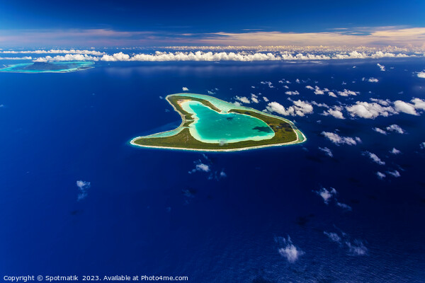 Aerial Tupai Island French Polynesia Coral reef Lagoon  Picture Board by Spotmatik 