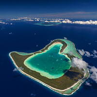 Buy canvas prints of Aerial Tupai French Polynesia Heart Island Ocean Paradise  by Spotmatik 