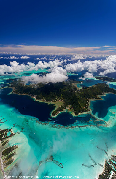 Aerial Bora Bora French Polynesia Pacific Atoll Island Picture Board by Spotmatik 