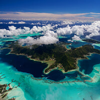 Buy canvas prints of Aerial Bora Bora French Polynesia Pacific Atoll Island by Spotmatik 
