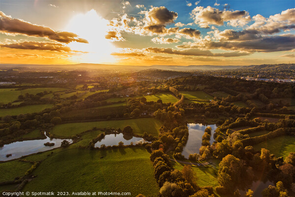 Aerial London sunset view of greenbelt countryside England Picture Board by Spotmatik 