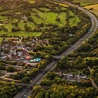 Buy canvas prints of Aerial view sunset over London orbital motorway M25 by Spotmatik 