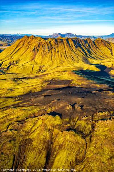 Aerial view of Icelandic volcanic landscape Landmannalaugar Picture Board by Spotmatik 