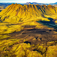 Buy canvas prints of Aerial view of Icelandic volcanic landscape Landmannalaugar by Spotmatik 