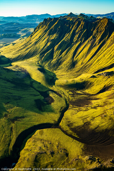 Aerial view Icelandic volcanic Wilderness hiking Picture Board by Spotmatik 