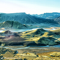 Buy canvas prints of Aerial Panoramic of Icelandic volcanic region glacial meltwater  by Spotmatik 