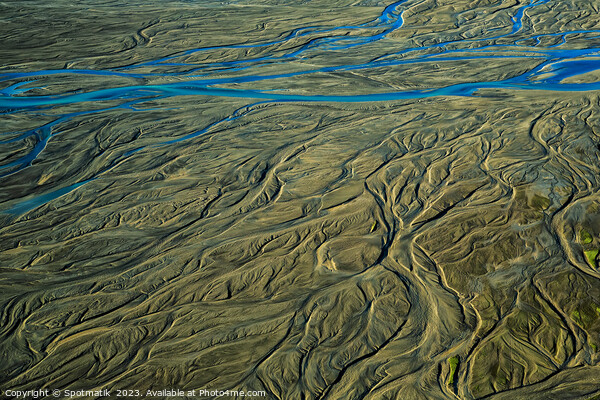 Aerial of Icelandic glacial meltwater volcanic region Europe Picture Board by Spotmatik 