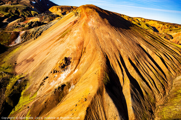 Aerial Icelandic view of Landmannalaugar colour rich minerals Picture Board by Spotmatik 